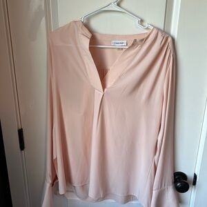 Calvin Klein Pink Long Sleeve Blouse with Mandarin Collar